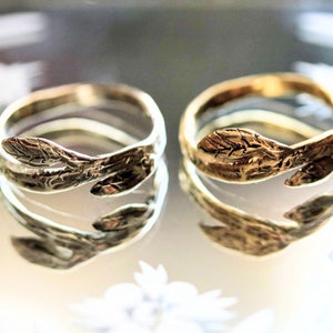Leaf & Twig Sterling Silver/Brass Stackable Ring/Stacking Rings/ Stackable Leaf Rings image 1