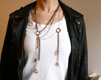 Colar de cristais em camadas: cristais Swarovski Versace, correntes mistas