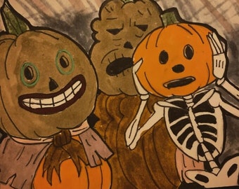 Pumpkin People ACEO Sketchcard