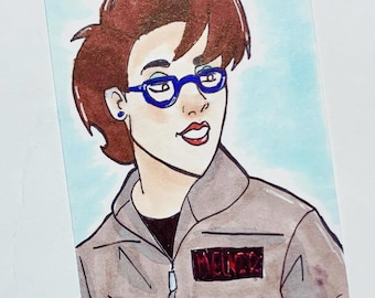 Ghostbusters Frozen Empire Janine Original Illustration Sketchcard Drawing ACEO