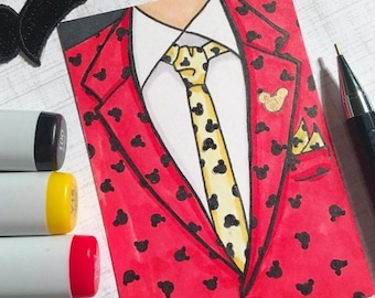 ACEO - Dapper Days Fashion Menswear Suit Art - Artist Trading Card Sketchcard