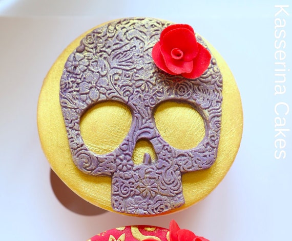6 X Sugar Skull Cake Decorations Completely Edible And Can Etsy