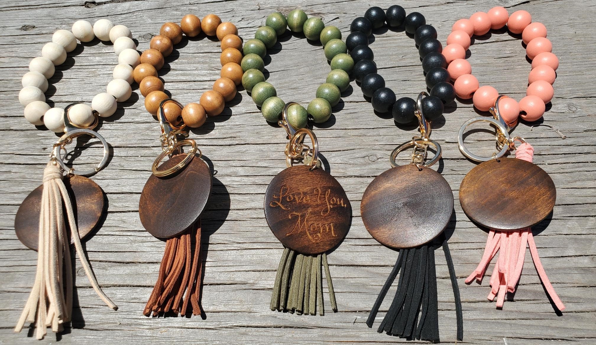 Porte-clés Bois Extra Long Avec 3 Perles - 9 Pouces - Occasion