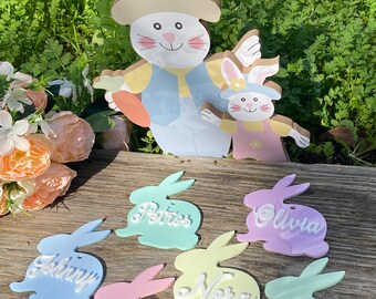 Easter Decoration| Acrylic Easter Basket Tag| Bunny Easter Tags Personalised Rabbit Tag| Easter Gifts| Custom Easter Tag| Easter Name Tag