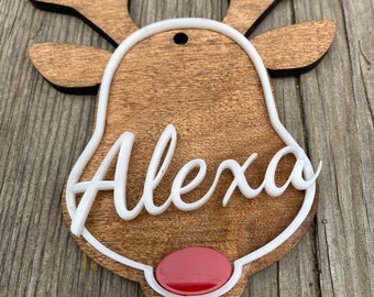 Personalized Reindeer Ornament, Custom Reindeer Ornament, Christmas Gift, Christmas Ornaments, Kids Gift, Kids Ornaments, Stocking, Reindeer