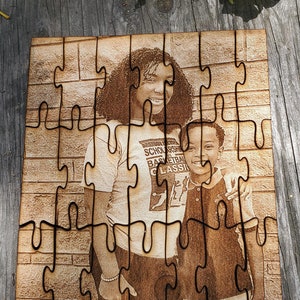 Laser Engraved Wood Photo Puzzle - Wood Portrait - Wedding Gift - Wood Photo Puzzle - Personalized Gift - Engraved Gift