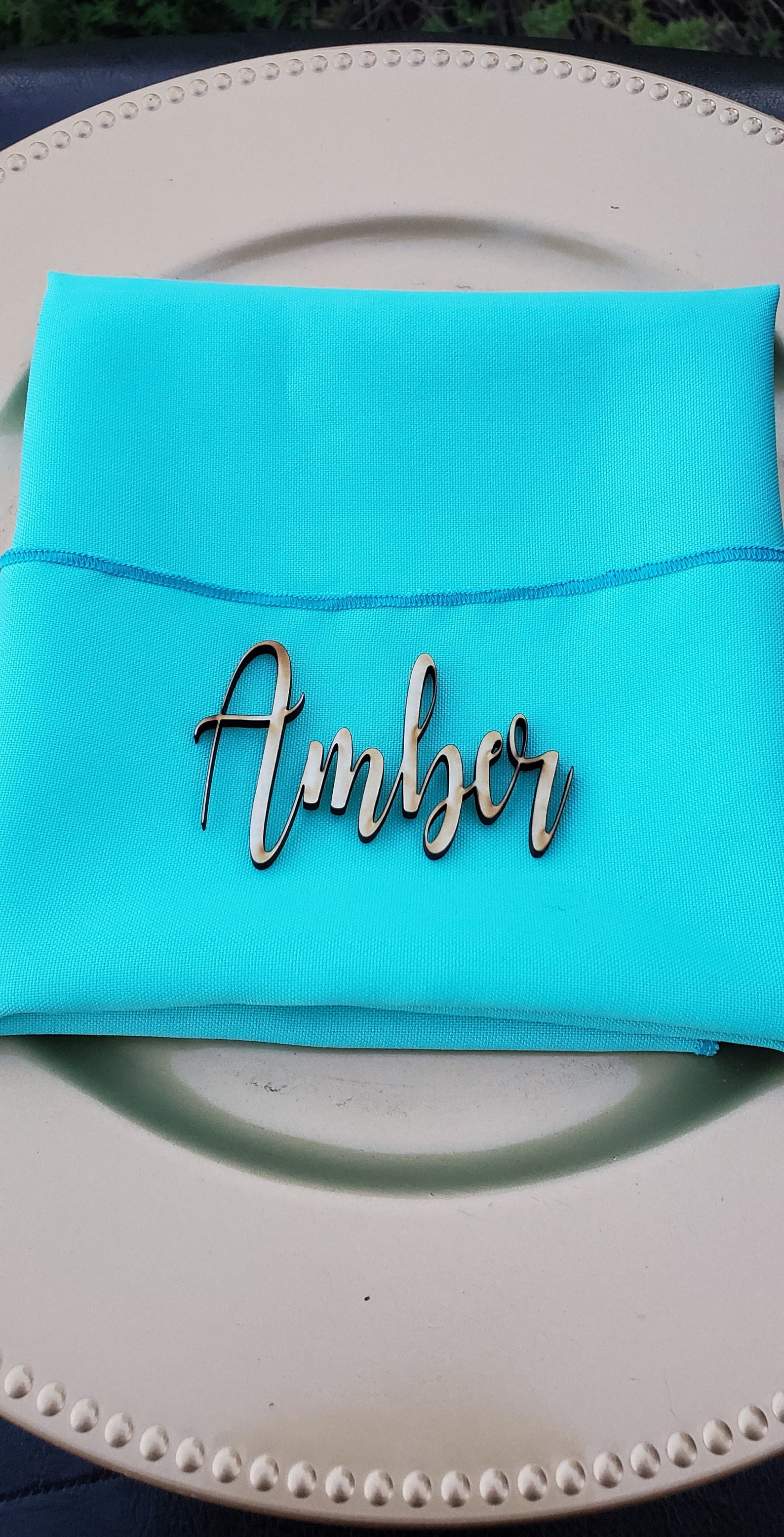 Laser cut wood names Name tag Wedding place cards Rustic Etsy