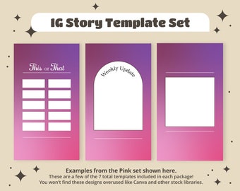 Instagram IG Story Set - Pink Gradient DIGITAL DOWNLOAD