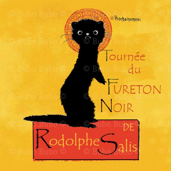 Ferret Art Le Chat Noir Vintage Art Poster Etsy