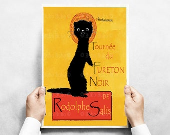 Ferret Art - "Le Chat Noir" vintage art poster, FERRETIZED, ferret edition, DIGITAL DOWNLOAD