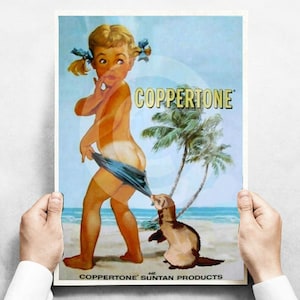 FERRET ART - &quot;Coppertone&quot; vintage commercial poster, FERRETIZED, ferret edition, digital download