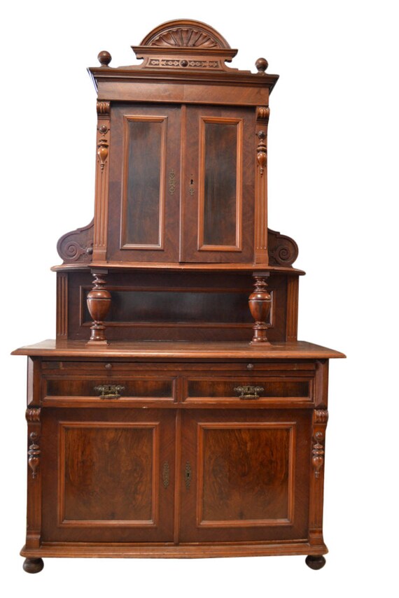 Antique Victorian Era Cupboard Walnut 91H - Etsy