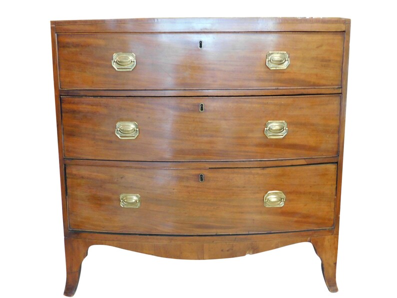 Antique Bow Front Chest Of Drawers Mahogany Circa 1800s Etsy