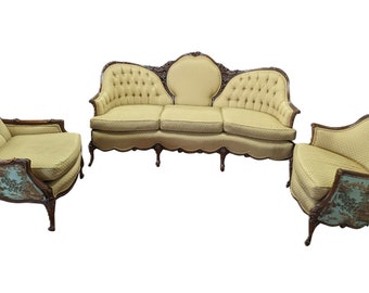 Vintage 3 Piece French Style Parlor Set, Upholstered, Read entire ad!!! Shipping not included in cost!!!, PA6477MS
