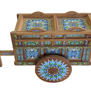 Vintage Sarchi Oxen Cart, Drink Cart, Hand Painted, 27″W, Read entire ad!!! Shipping not included in cost!!!, PA6705