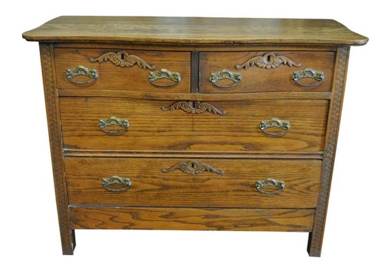 Antique Golden Oak Dresser 4 Drawer Circa 1890 40w Etsy