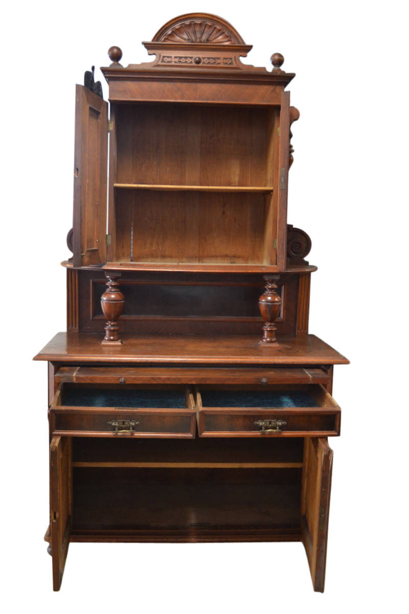 Antique Victorian Era Cupboard Walnut 91H Etsy