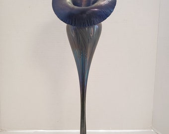 Gorgeous Iridescent Blue Jack in The Pulpit Vase, 18.5″H, PA5412