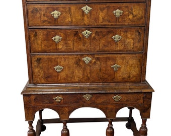 Antique English William & Mary Burl Walnut Cabinet On Stand, Late 17th Century, Read entire ad!!! Shipping not included in cost!!! PA6478JP