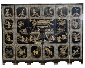 Antique Asian 6 Panel Coromandel Screen, Inlaid, 6″x 8′, Read the Entire Ad!!!, PA6489MS