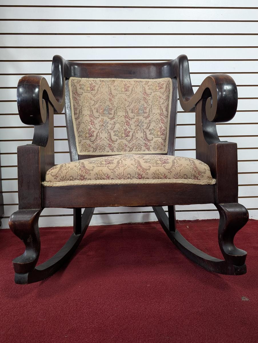 Antique Parlor Rocker Antique Empire Style Parlor Rocking Chair, Mahogany, 37