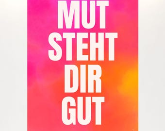 Courage Suits You Poster – Printable Wall Art (German) – Modern Colorful Motivational Poster – Affirmation Print Download – Gift for Women