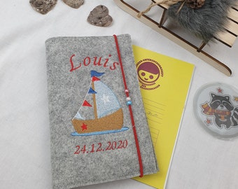 U-booklet cover sailboat | Protective cover with name | Gift for birth, personalized, maritime