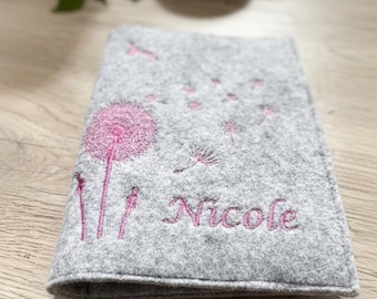 Personalized felt therapy passport cover – chemo pass cover, oncology passport, port pass, dandelion