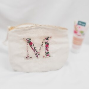 Cosmetic bag hand-embroidered with monogram image 4