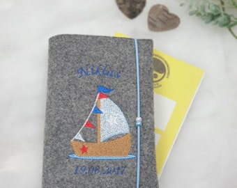 Uheft Cover Sailboat | Protective cover with name | Gift for birth, personalized, maritime