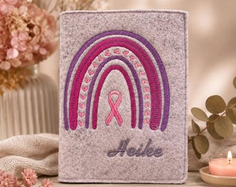 Personalized oncology passport cover | Therapy passport & chemo passport cover | Wool felt with embroidered rainbow | Gift for cancer patients