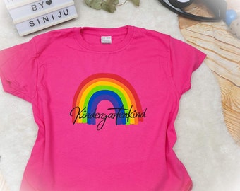 Kindergarten Shirt Size 104 3-4 years Rainbow 100 % cotton , gift , customizable pink