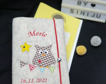 Uhefthuelle | Protective cover with name | Gift for birth, personalized owl