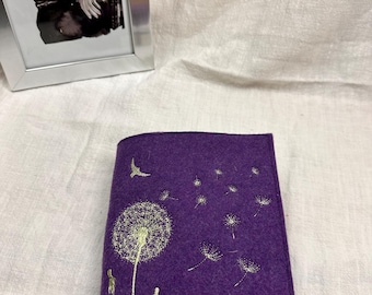 Therapy Document Cover – Pink Felt Pouch with Dandelion Embroidery – Handmade Holder for Cancer Pass, Port Card & Medical Papers