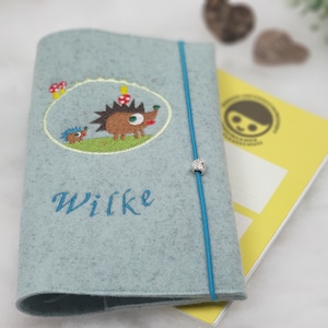 Examination booklet cover U-book cover hedgehog family love U-booklet cover with desired name