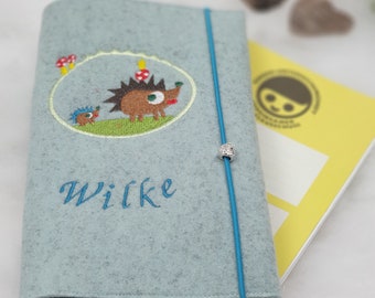 Examination booklet cover Uheft cover hedgehog family Love U-booklet cover with desired name