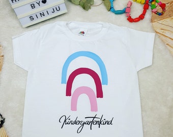 Kindergarten Shirt Gr. 98 2-3 Jahre  Regenbogen 100 % Baumwolle , Geschenk , personalisierbar