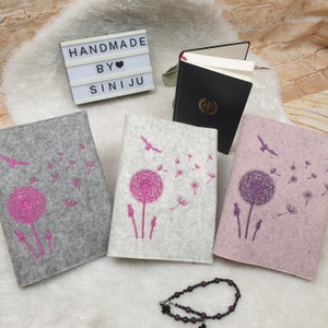 Personalized Prayer Book Cover – Wool Felt, Embroidered Dandelion & Name – Communion, Confirmation Gift