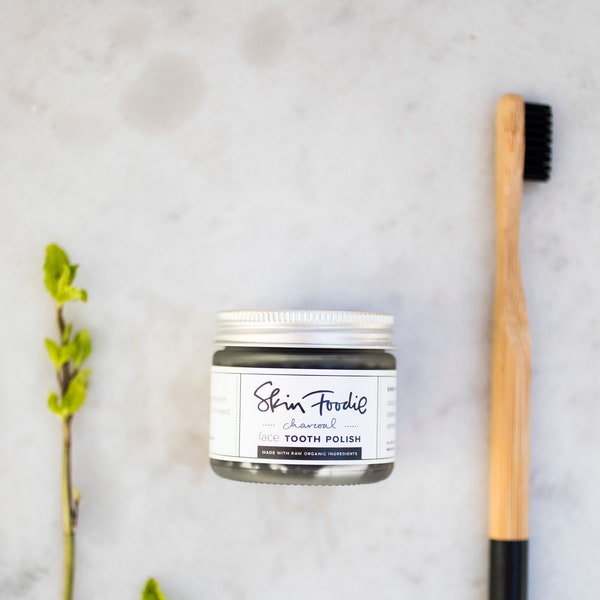 charcoal tooth polish | organic |  cleanse | whiten | brighten | remineralize | green beauty