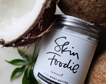 coconut | vanilla | jasmine | monoi | custom body butter | skin foodie | organic
