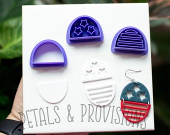 Half Circle Stars and Stripes Cutter Set - Polymer Clay Cutters
