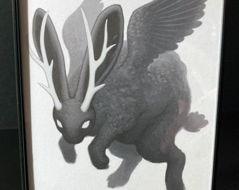 Black Rabbit - 4x6 Framed Print