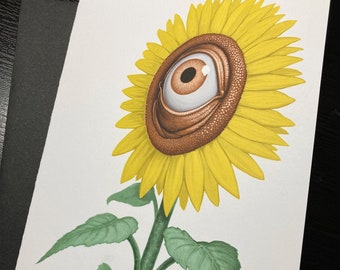 Sunflower - 5x7 Illustrated Greeting Card + Envelope