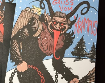 Krampus Card IV - 5x7 Illustrated Christmas Card + Envelope