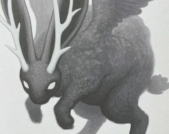 Black Rabbit - 5x7 Illustrated Greeting Card + Envelope