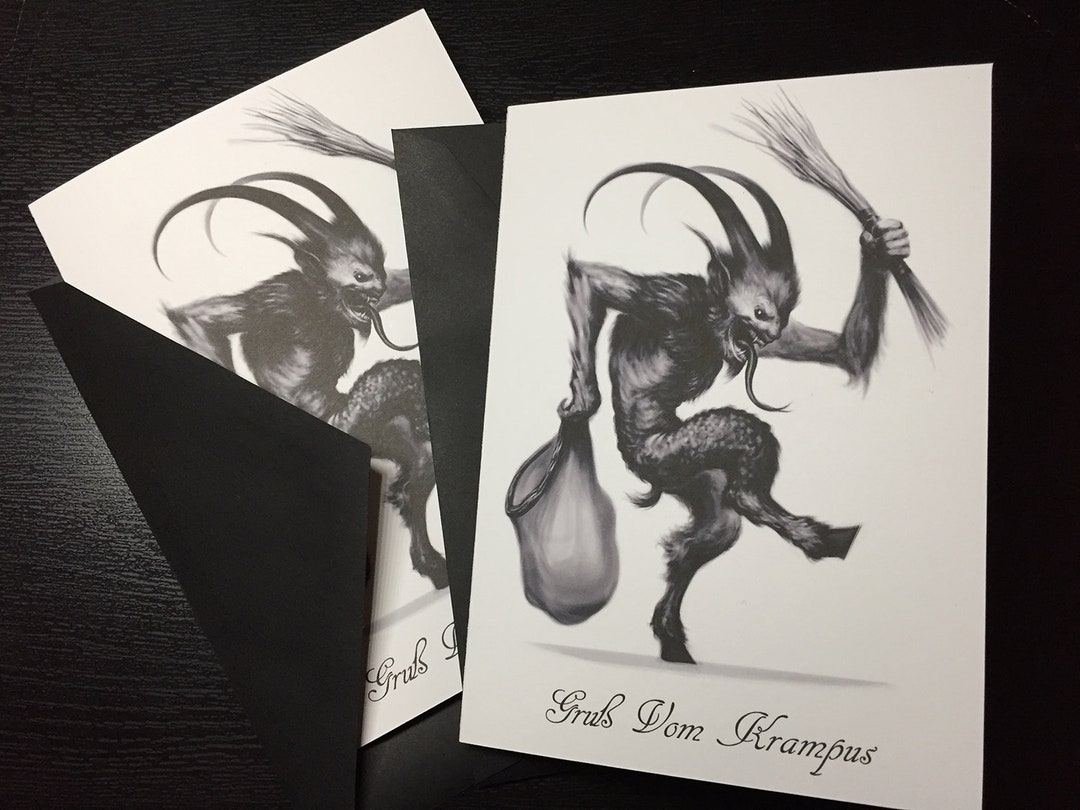 Krampus Card III 5x7 Illustrated Christmas Card Envelope - Etsy