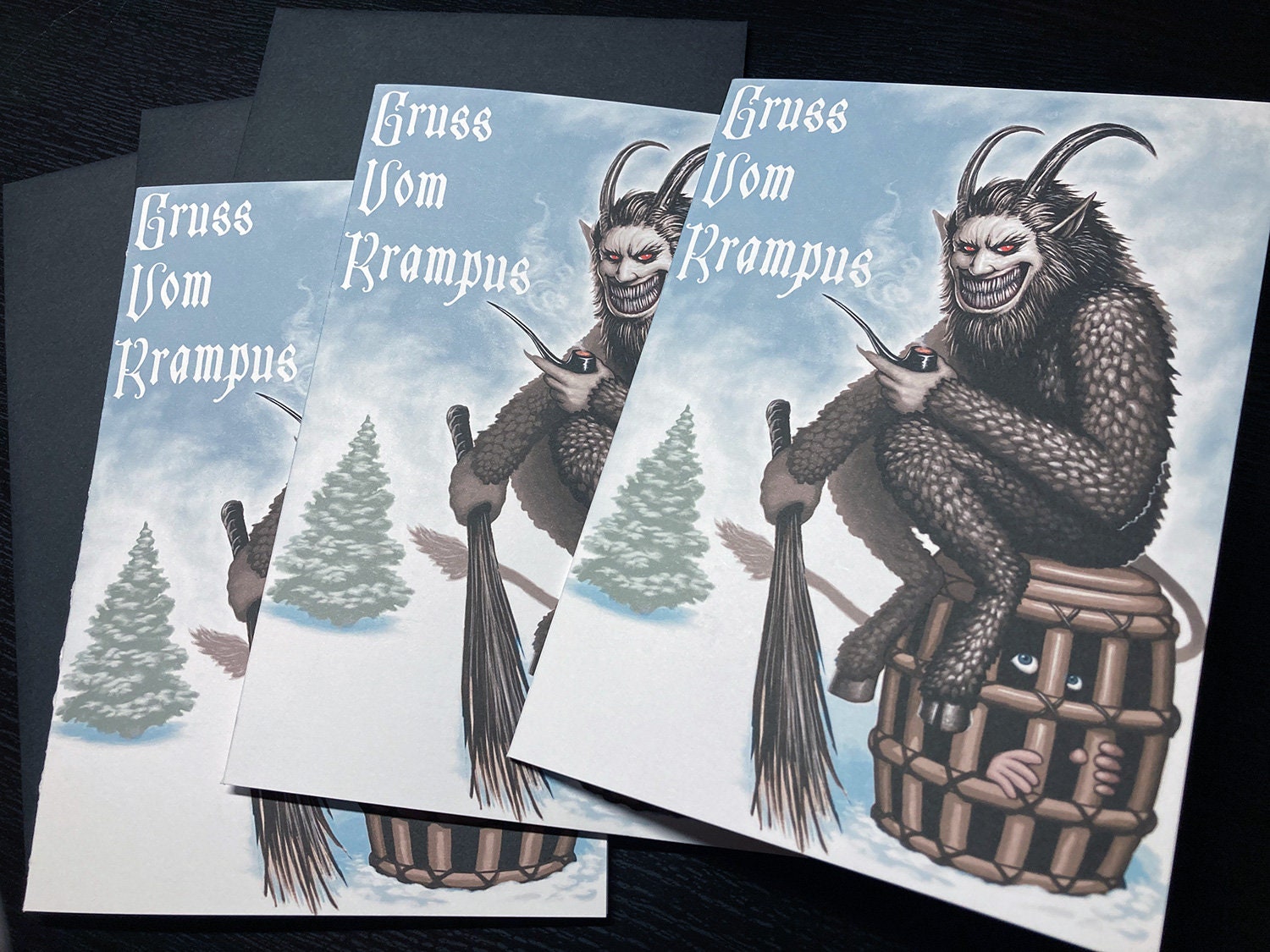 Krampus Card VI 5x7 Illustrated Christmas Card Envelope - Etsy