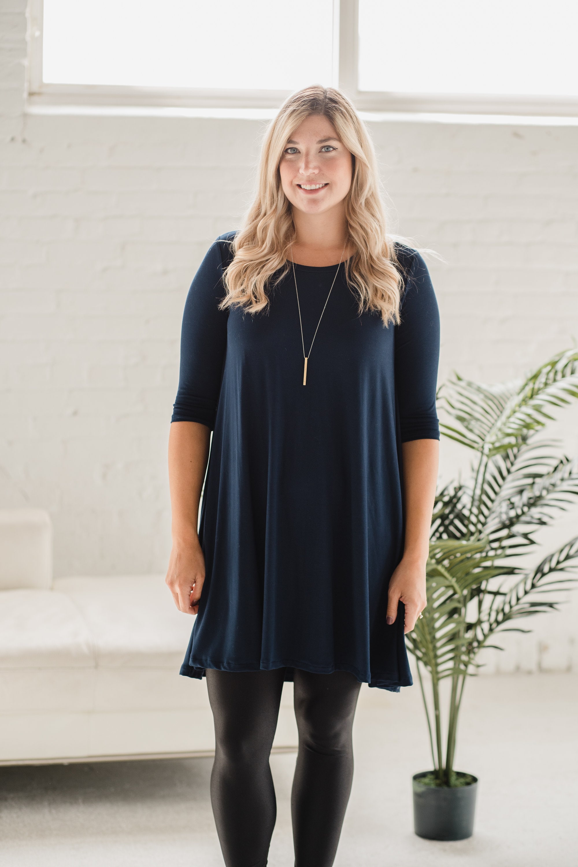 Navy Bamboo Swing Dress // Bamboo Dress// Navy Dress // Made from