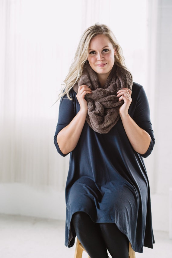 Taupe Fur Circle Scarf // Infinity Scarf // Made in Canada