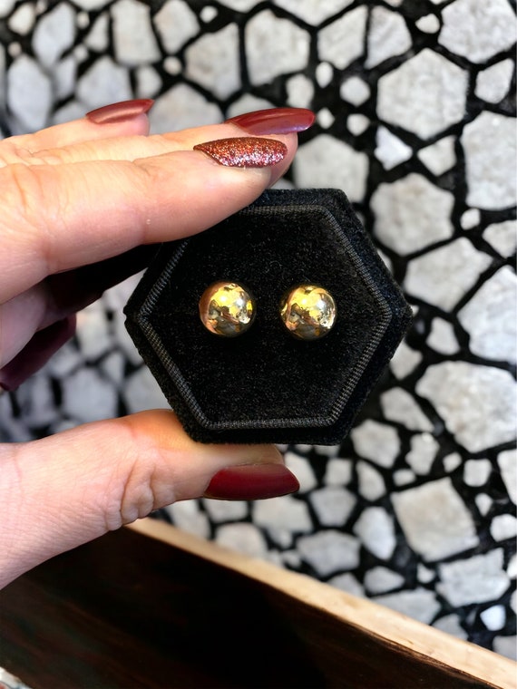 14k Yellow Gold Ball Stud Earrings - image 1